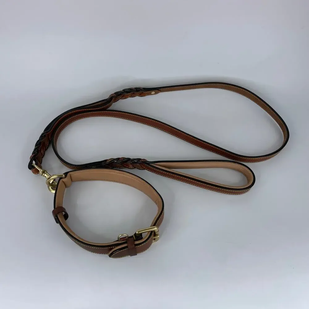 Soft Touch Large Dog brown leather leach 24